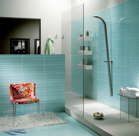 Fabulous-bathroom-design-ideas-with-blue-turquoise-combination-white-interior-idea-and-modern-shower-glass-with-partition-wall-eye-catching-and-red-floral-chair-930x908